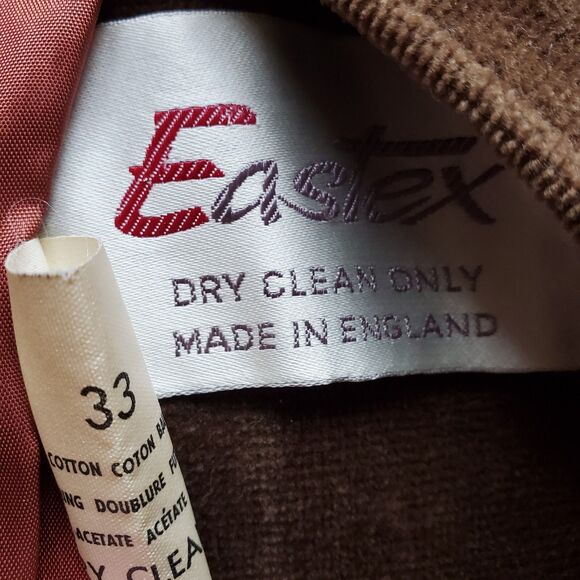 Velvetty Brown Vintage Eastex Cotton Blazer Jacket, Made in England. Size 33 M - Picture 9 of 14